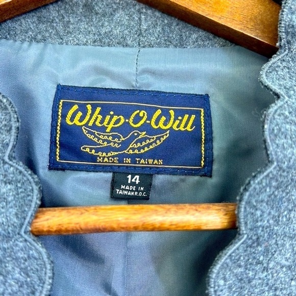 Whip O Will - Vintage Charcoal Gray Scalloped Edge Lined Blazer W Pockets SZ 14 - Picture 9 of 13